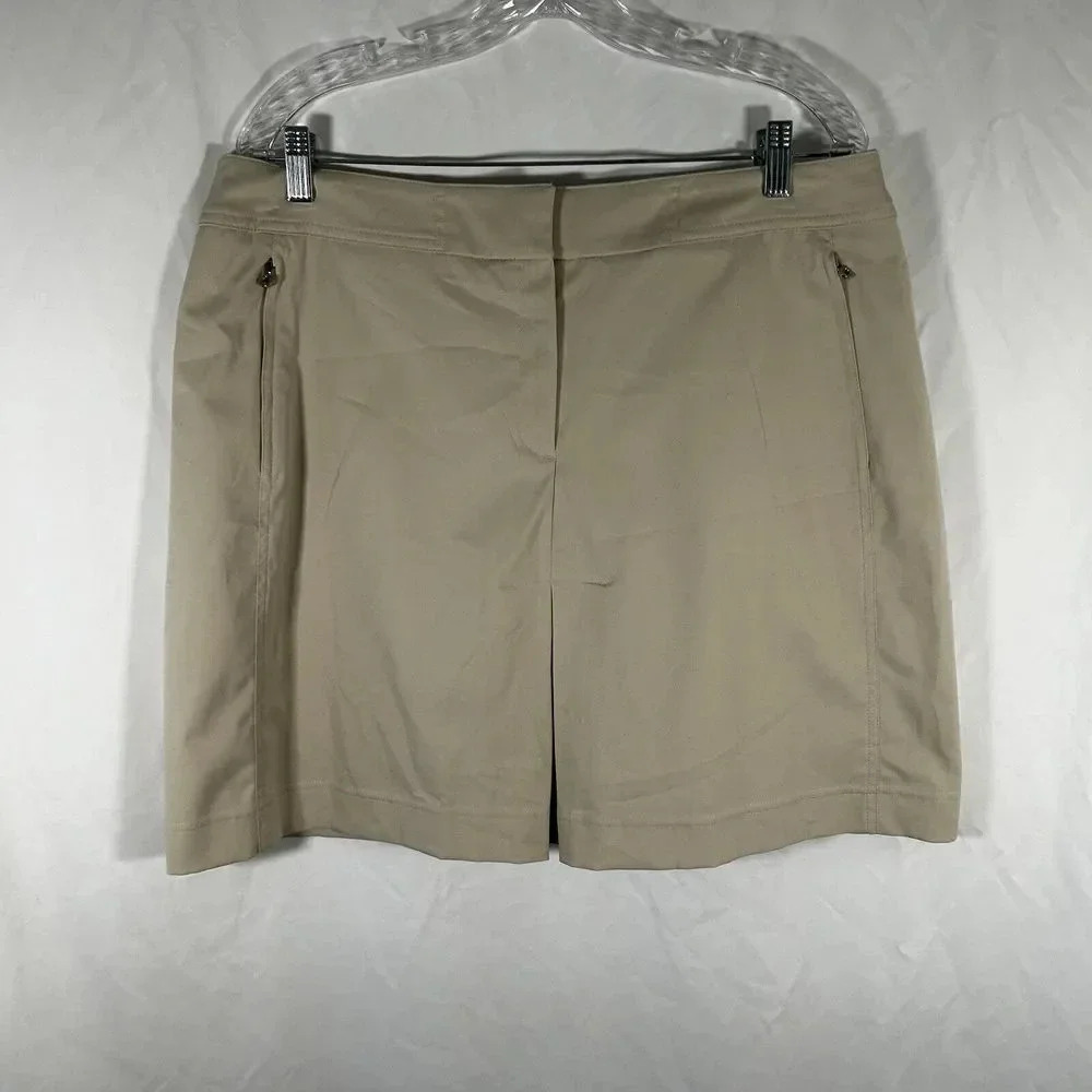Tail Skirt Women's 16 Solid Beige Lined Shorts Zip Pockets Button Zip